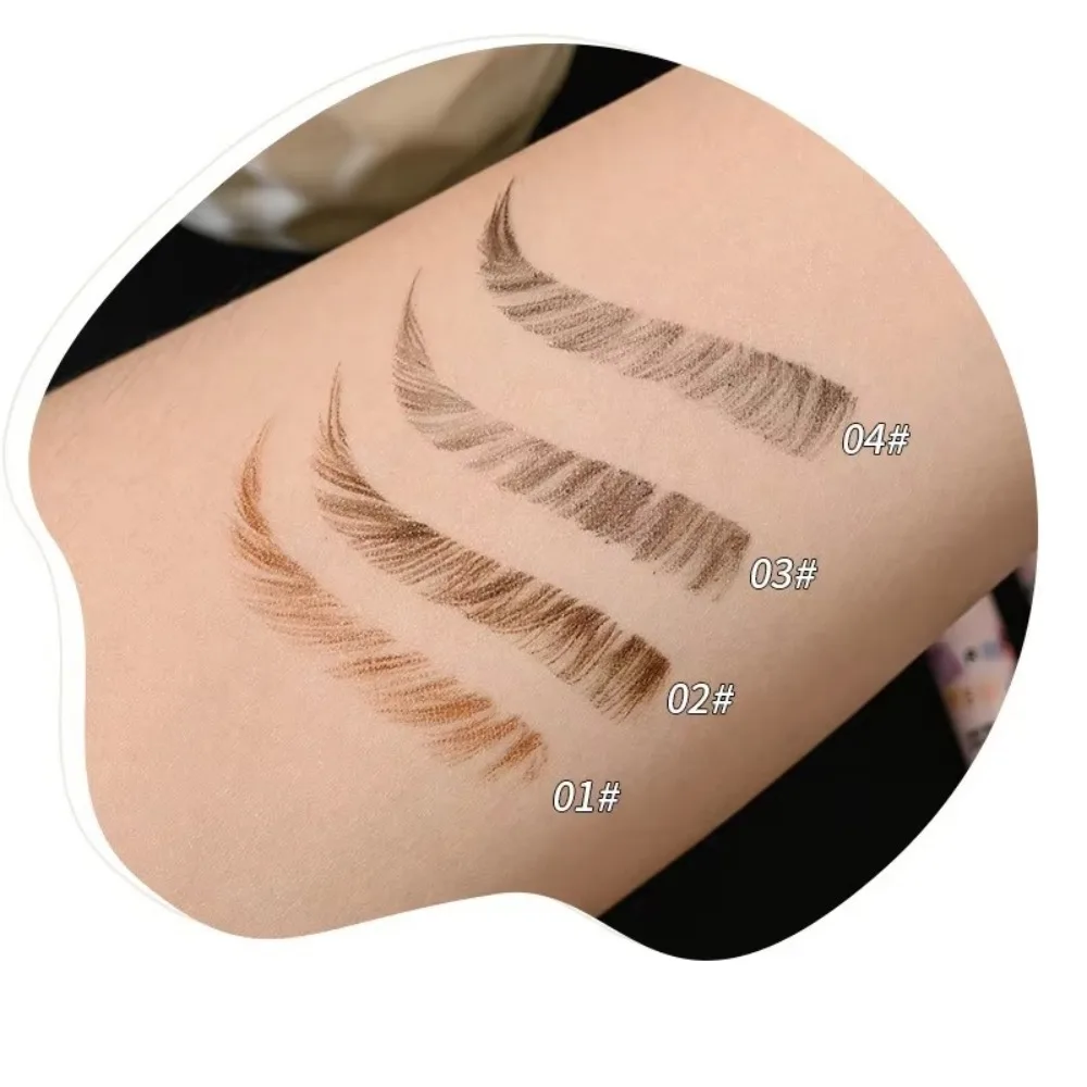 Wasserdichter 4-Farben-Augenbrauenstift mit 4 Gabelspitzen, langlebiger flüssiger Augenbrauenstift, natürlicher dunkelbrauner kosmetischer Augenbrauen-Tattoo-Stift