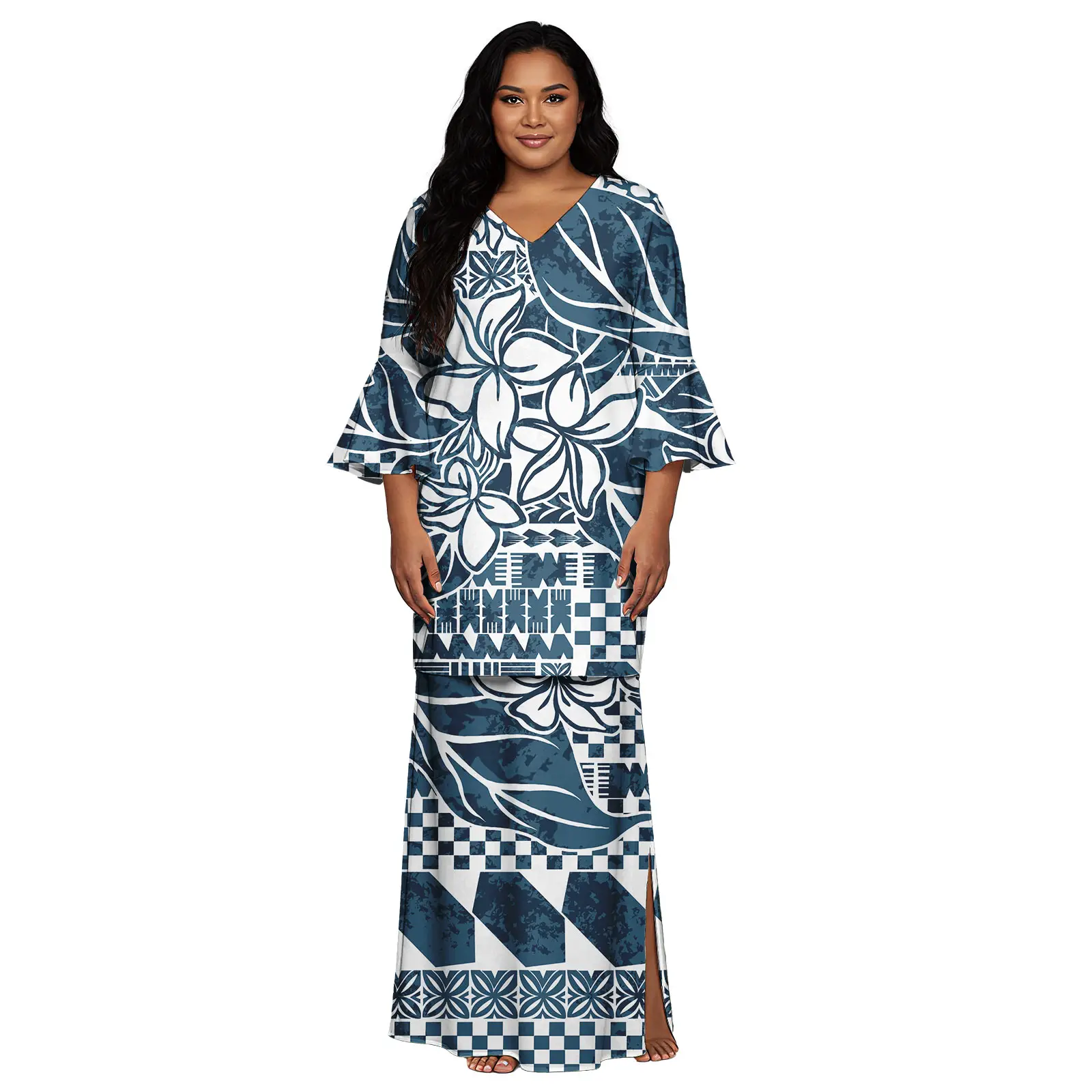 Top da donna e gonne lunghe Set da 2 pezzi Abito stile isola del Pacifico Personalizzato Abiti da ballo per feste Samoani Puletasi Tonga Puletaha
