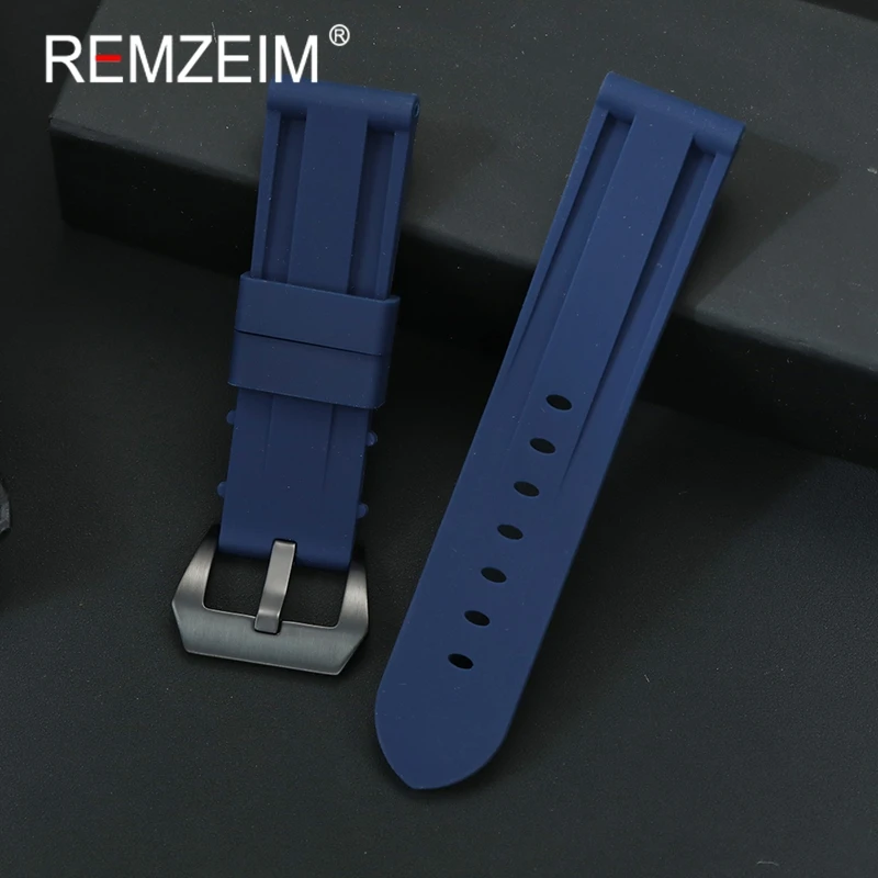

Red Green Black Blue Grey Men's Rubber Watch Bands 22mm 24mm 26mm Wrist Bracelets Sport Silicone Watch Strap with Black Buckle