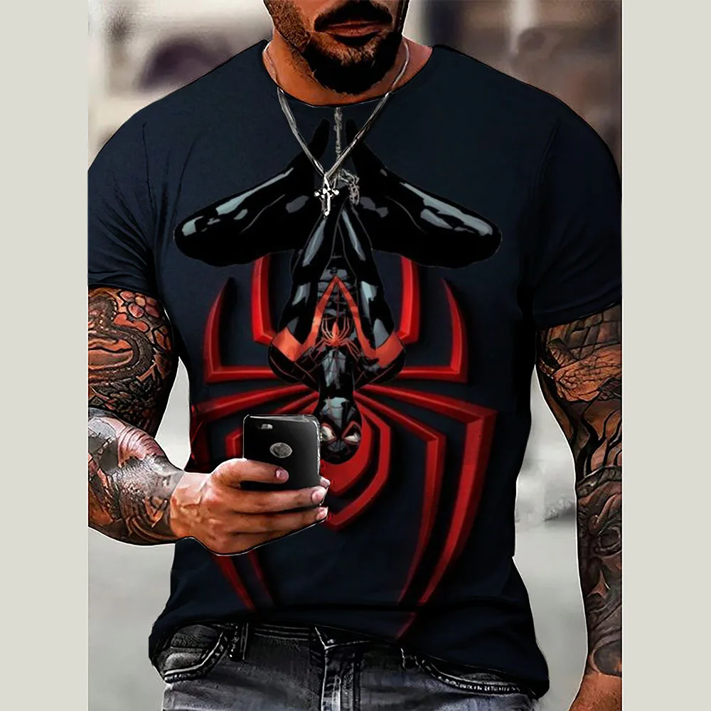 Marvel superhero Spider Man T-shirt men's clothing men's T-shirt Spider Man children's top T-shirt summer short sleeved T-shirt