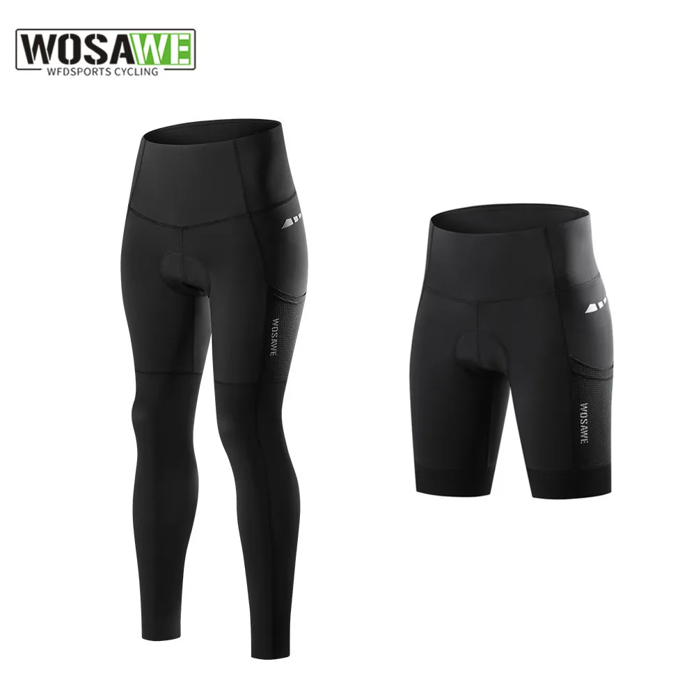 

WOSAWE Women's Cycling Pants Shorts with 3D Padded Breathable Mesh Reflective MTB Biking Tights Bicycle Leggings Sports Trousers