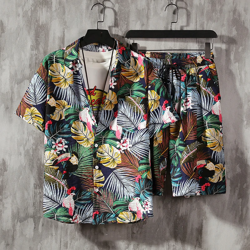 Summer Beach Flower 3D Print Men Shirt Sets Fashion Short Sleeve Shirt Oversized Beach Shorts Streetwear Hawaiian Suits Clothes