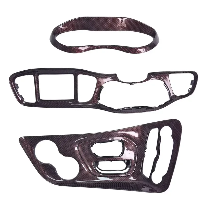 TUONI Forged Carbon Fiber Center Console Instrument Interior Trim Three-Piece Kit Non-Destructive for Challenger SRT