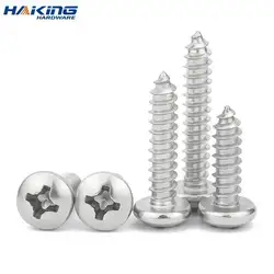 100pcs/Lot Nickel-Plated Carbon Steel Cross Recessed Round Head Self-Tapping Screw M1 M1.2 M1.4 M1.7 M2 M3 M4 M5