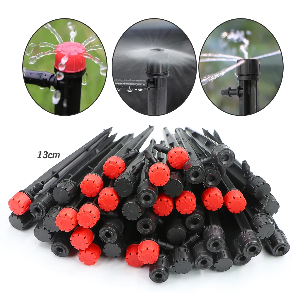 30PCS Garden 13cm Stake Drip Irrigation Sprinkler 360 Degree Adjustable Dripper Emitters for 4/7mm Hose Bonsai Plants Watering