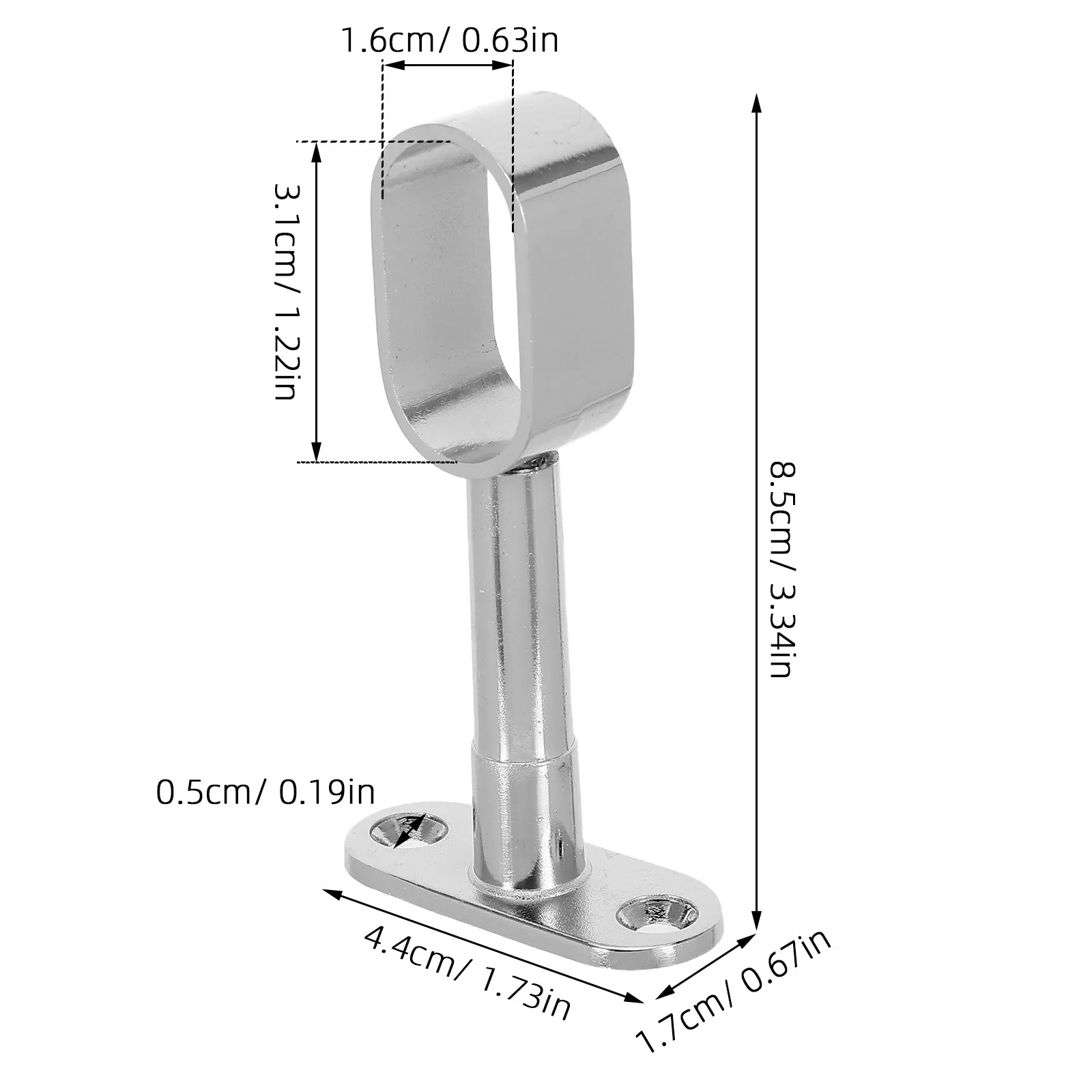 2Pcs Stainless Steel Closet Rod Bracket Adjustable Height Oval Heavy Duty Wall Mount Rod Holder for Ceiling Mount Closet