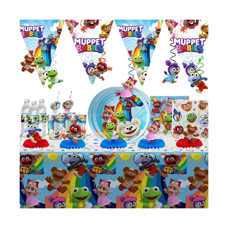 MUPPET BABIES ハッピーバースデーバナーパーティーデコレーション紙食器ケーキトッパーラテックスバルーンベビーシャワーパーティー用品