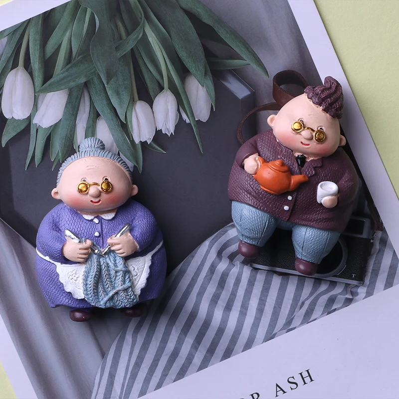 3d fridge magnet refrigerator magnet Old Couple Commemorative Handmade Gift Resin Refrigerator Sticks Together Become Old Figure