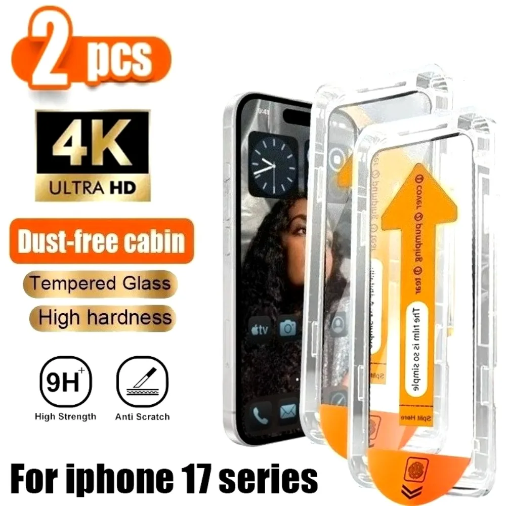 2 Stück ultraklare Displayschutzfolie für iPhone 17 16 14 15 Pro Max 15 14 Plus 13 11 12 Pro 16e 17 Luftstaubfrei Einfach zu installierendes Glas