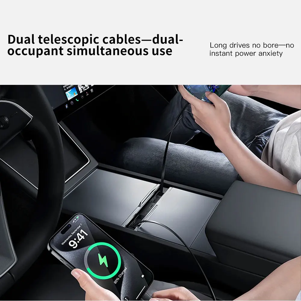 ل تسلا نموذج 3 Y هايلاند جونيبر 2025 45 واط شاحن سريع توسيع حوض مخفي USB تحويلة محور محطة إرساء ذكية #3