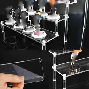 Acrílico Display Stand para Boneca, Prateleira De Armazenamento De Cerâmica, Estatueta De Argila, Escada Transparente, Prateleira De Organização De Maquiagem 8 principais vendas palangana transparente - №1