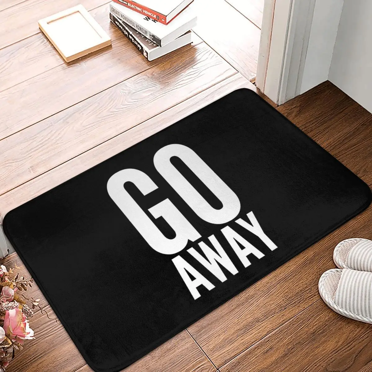 Go Away Fuuny Word Non-slip Doormat Bold White Letters Bath Kitchen Mat Prayer Carpet Home Modern Decor