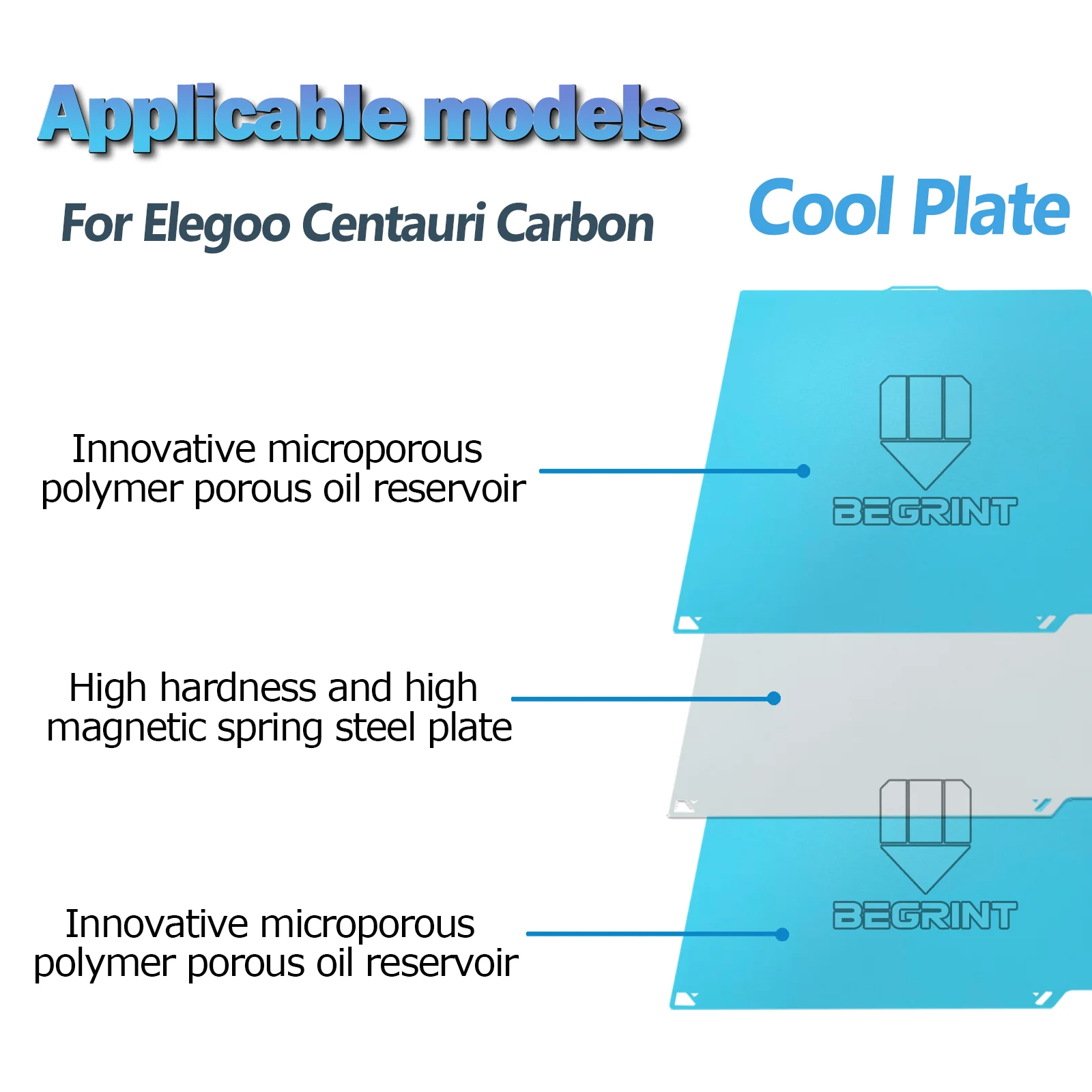 Pelat Dingin Untuk ELEGOO Centauri Carbon Build Plate Hemat Energi Pencetakan Dua Sisi Untuk Centauri Carbon 2 Cool Build Plate