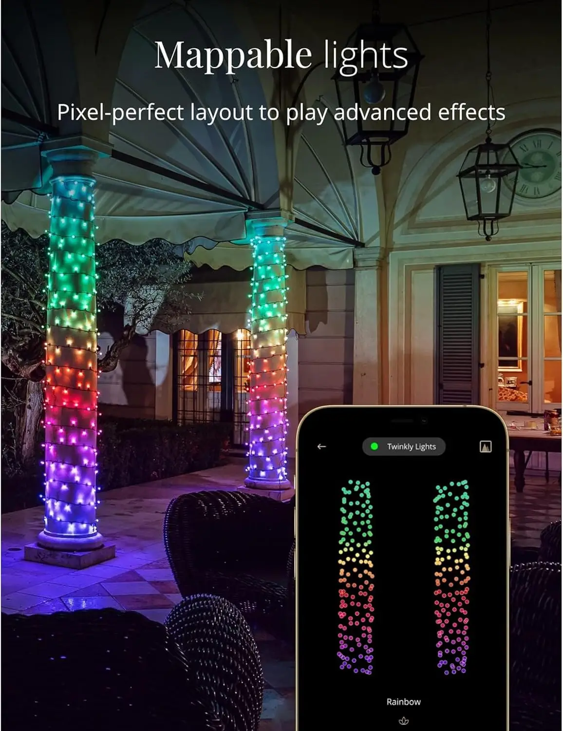 Strings 600 LED RGB+ White, LED Light String, in- and Outdoor Smart Multicolor LED Lights, Compatible with HomeKit, Alex