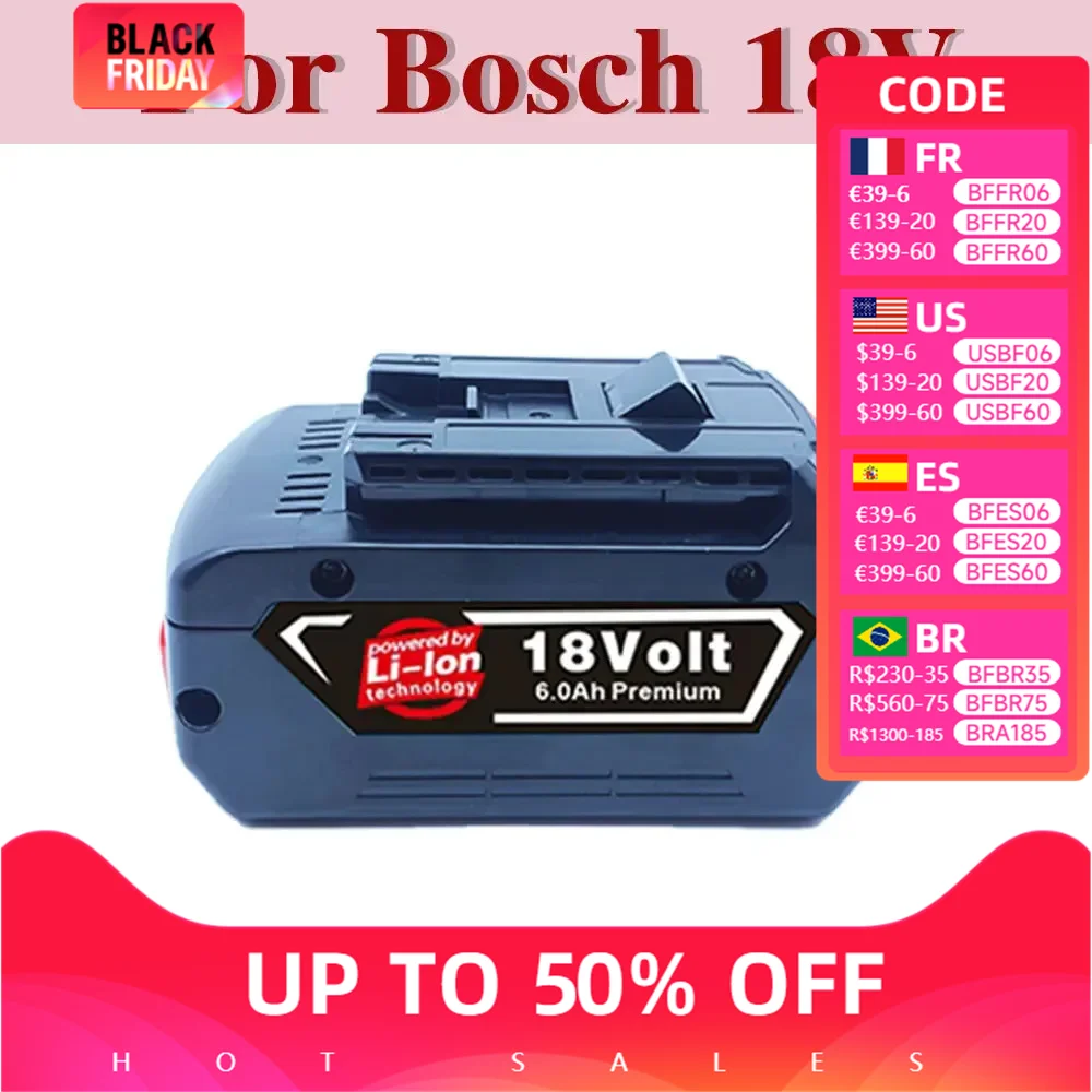 18V 12000mah New Replacement Battery for Bosch Backup Battery 12Ah Spare Parts Portable BAT609, 18V Lithium-Ion Battery 18650