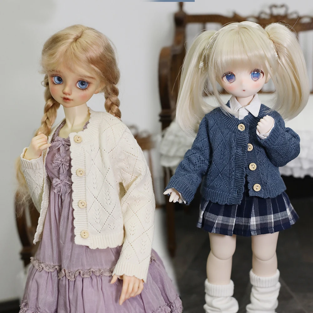 

New BJD doll clothes 14-color knitted cardigan coat 1/3 1/4 1/6 JK college style school uniform DD MSD YOSD gentle and sweet top