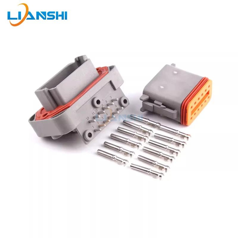 DT06-12S automotive connector, on-board circuit board pin end sheath, bent pin male and female set, socket terminal DT13-12PA