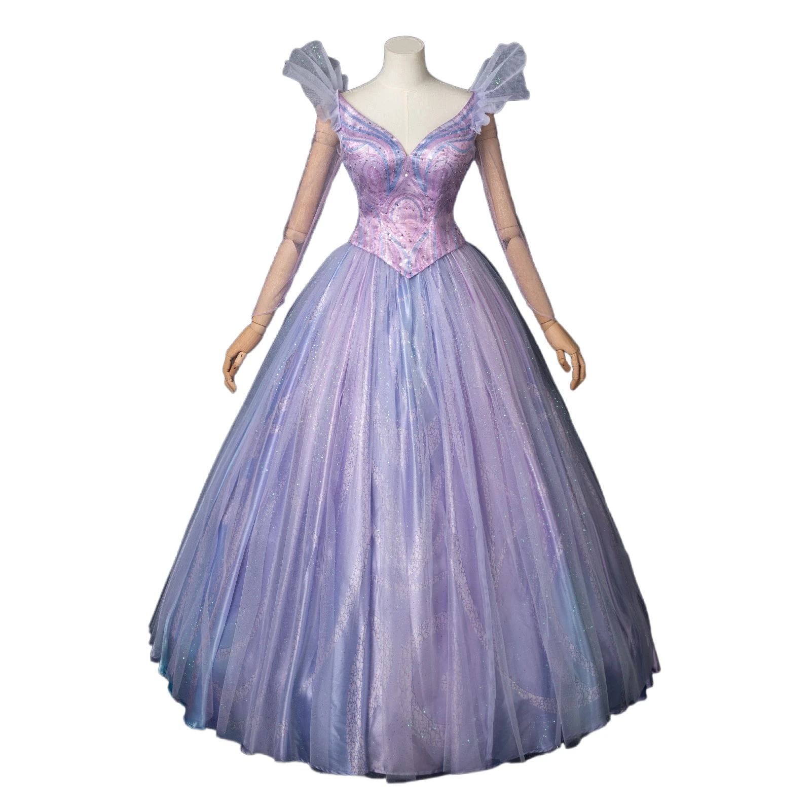 Glinda Cosplay Kostuum Paars Blauw Outfit Top en Rok voor Vrouwen Halloween Rollenspel - afbeelding 2