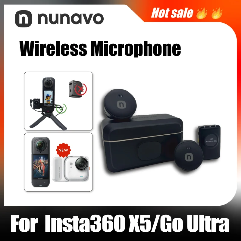 

Беспроводной микрофон для Insta360 X5/insta360 x4 air/insta360 go ultra camera микрофон аудио нет необходимости адаптер экшн-камера аксессуар Hi-Fi шумоподавление