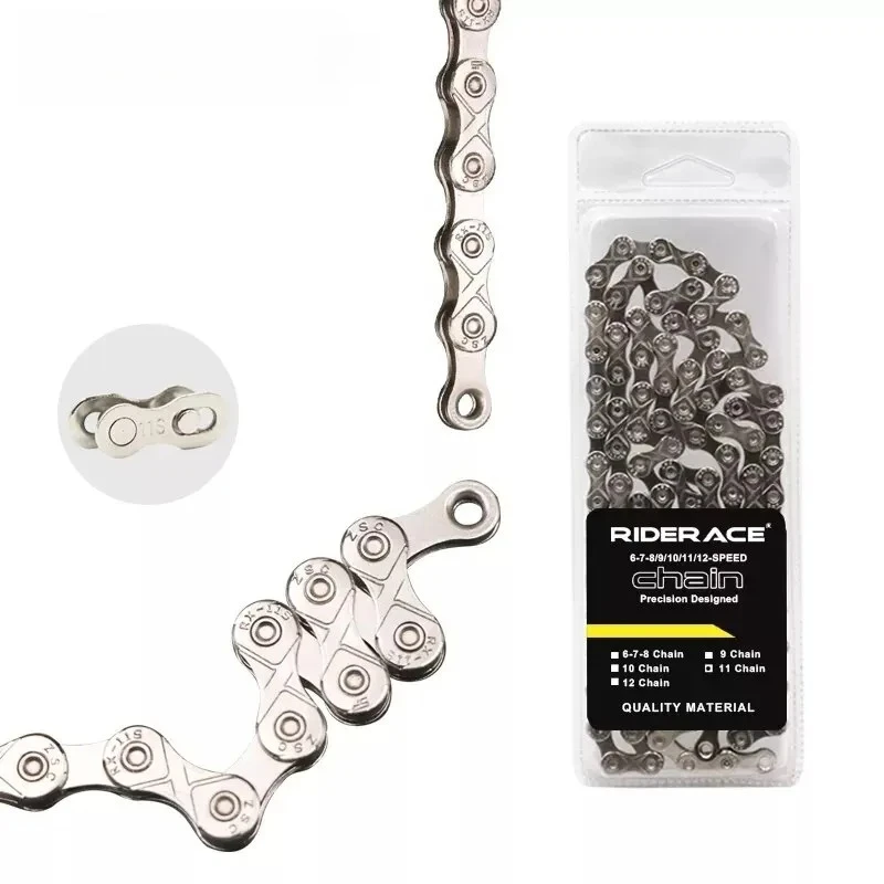 AliExpress NONE RIDERACE Bicycle Chain 116L 8 9 10 11 12 Speed Silver Ultralight Mountain Road Bike Chain For 24/27/30 Variable Speed Chain