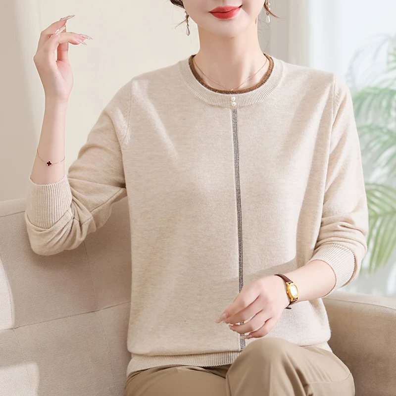 

Spring Knitted Slim Fit Base irt for orter Mothers And ly Women Lightweight Comfortable Breathable Faionable