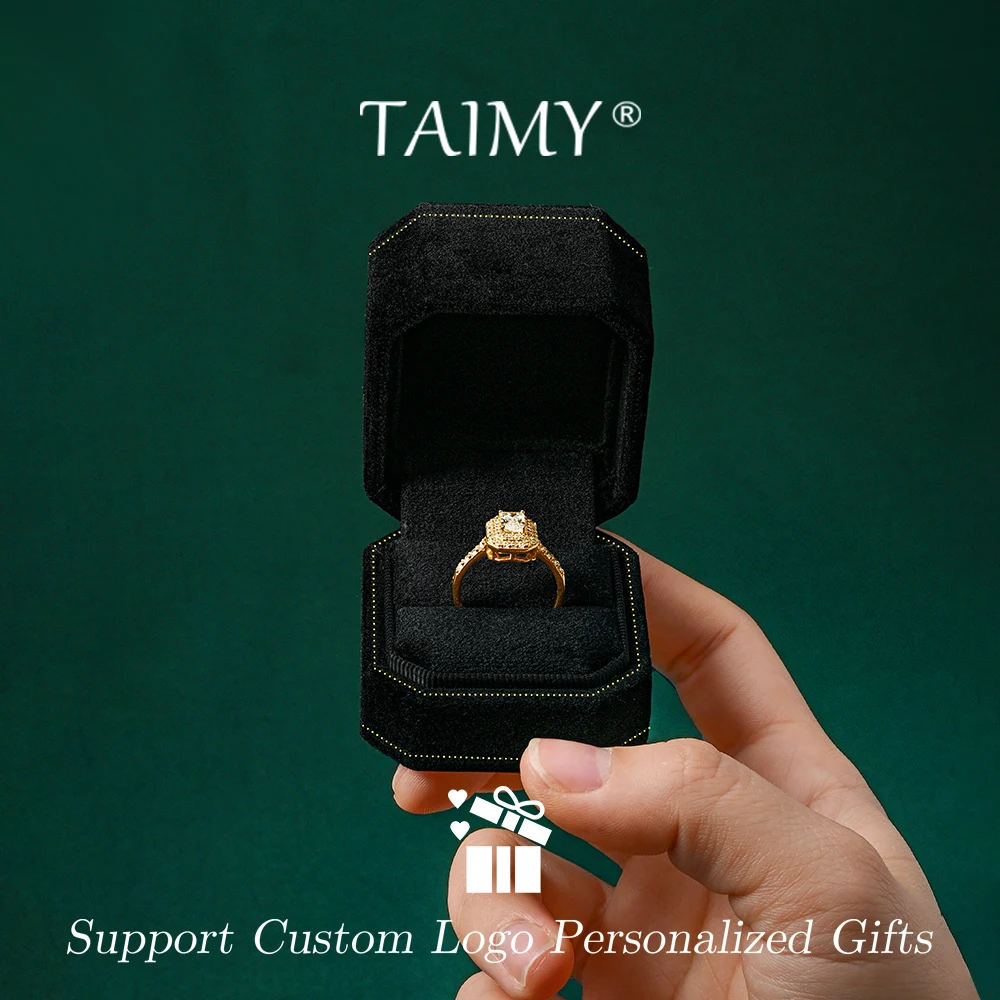 

TAIMY Velvet Jewelry Box Suede Ring Box Engagement Get Marry Ring Box Vintage Diamond Gold Ring Storage Box Custom Logo Gifts