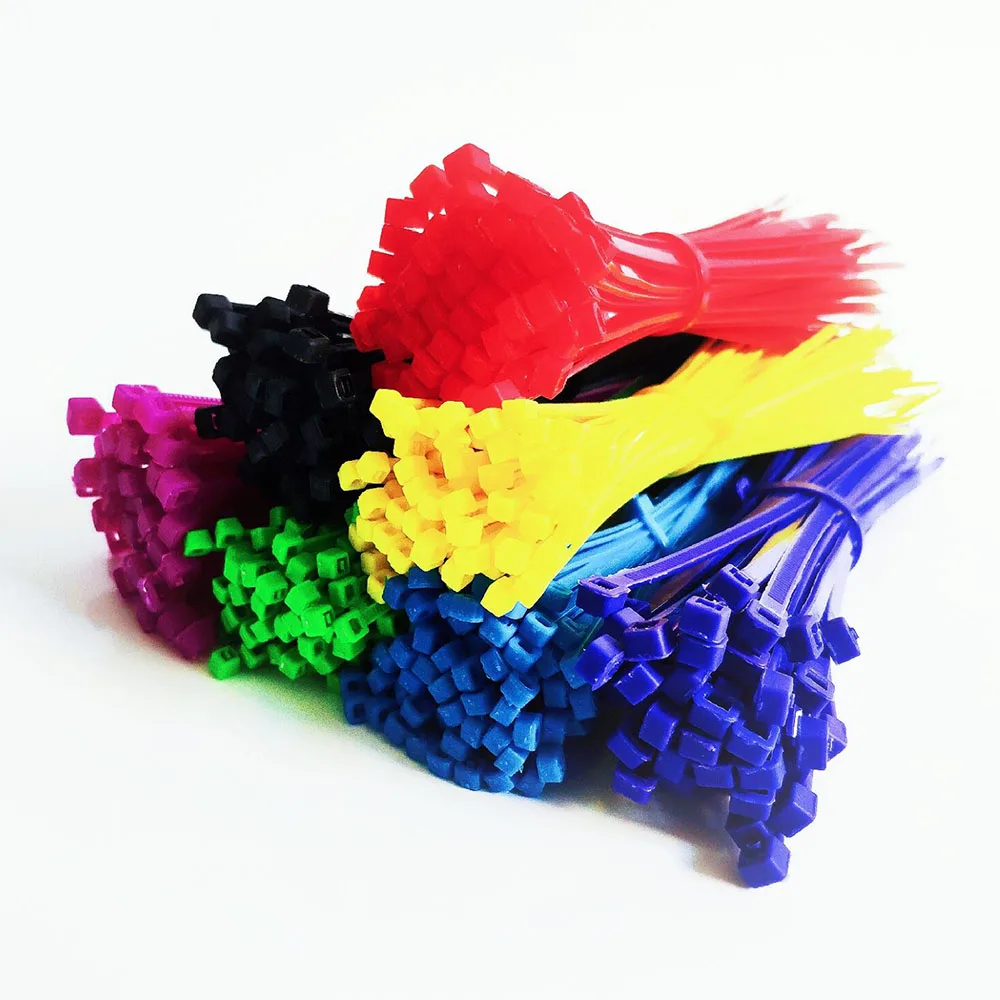 Self-Lock cable ties Plastic Nylon Wire ties Cable Zip Ties 3*100 3*200 mix color 100pcs Nylon Ties Fasten loop Cable Organizer