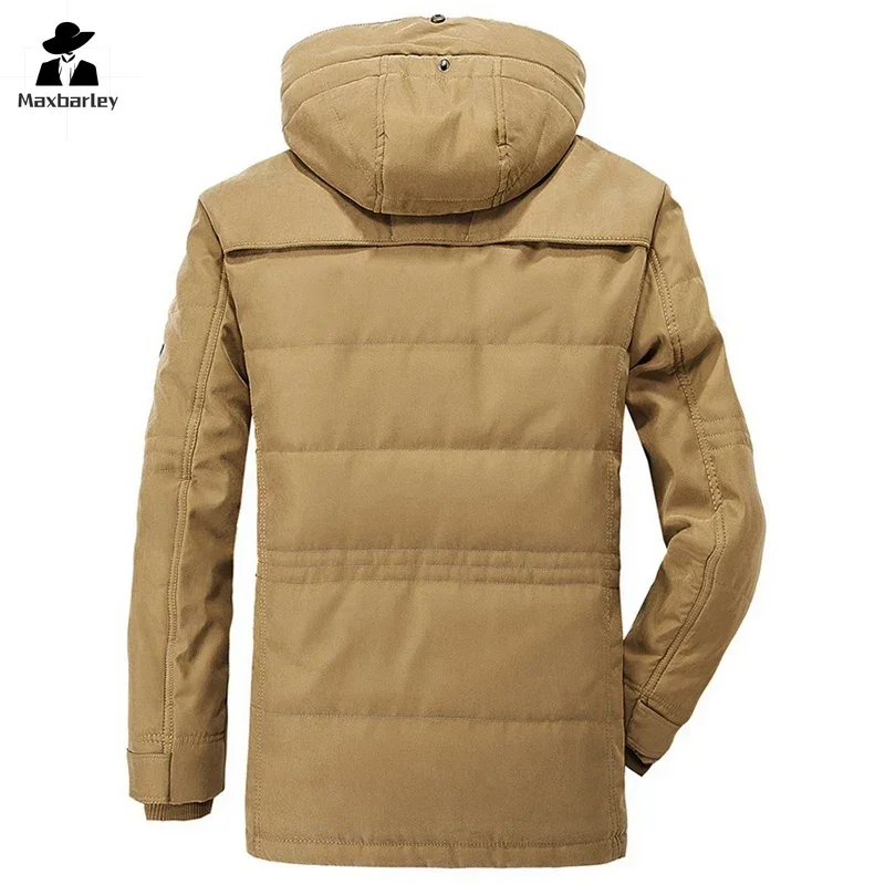 Parka męska zimowa Vintage sztruksowa zagęszczona ciepła kurtka z kapturem płaszcz Casual Outdoor polowanie podszyta polarem kurtka odporna na zimno