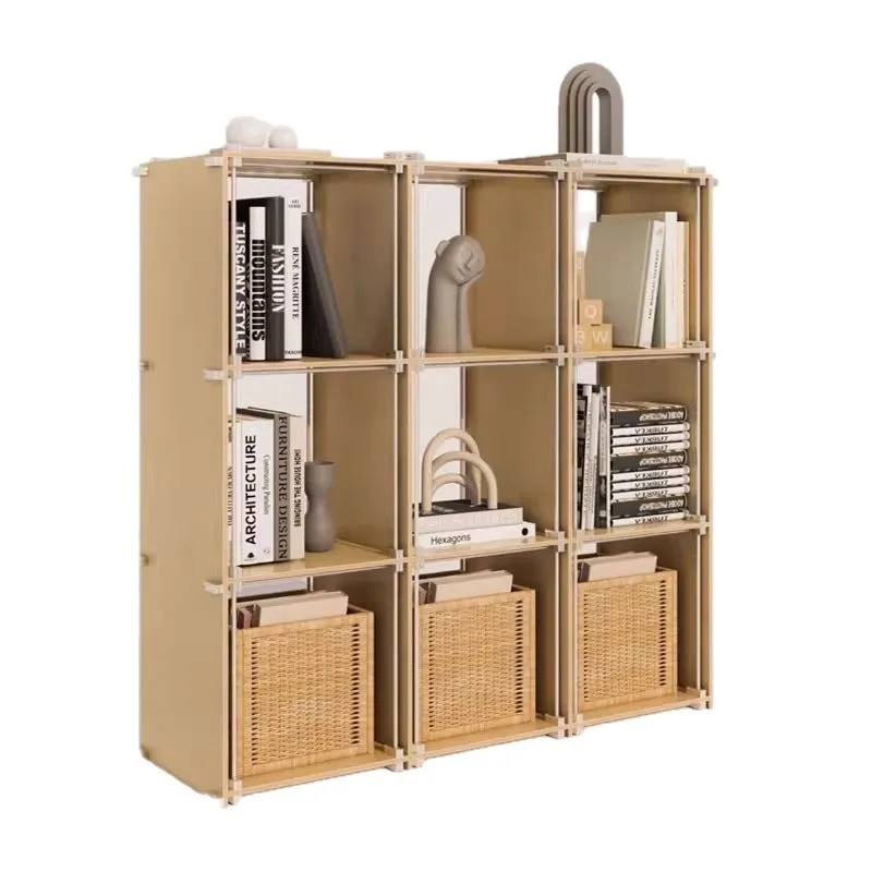 Minimalist solid wood storage rack with hook complete design, suitable for living room, study and bedroom
