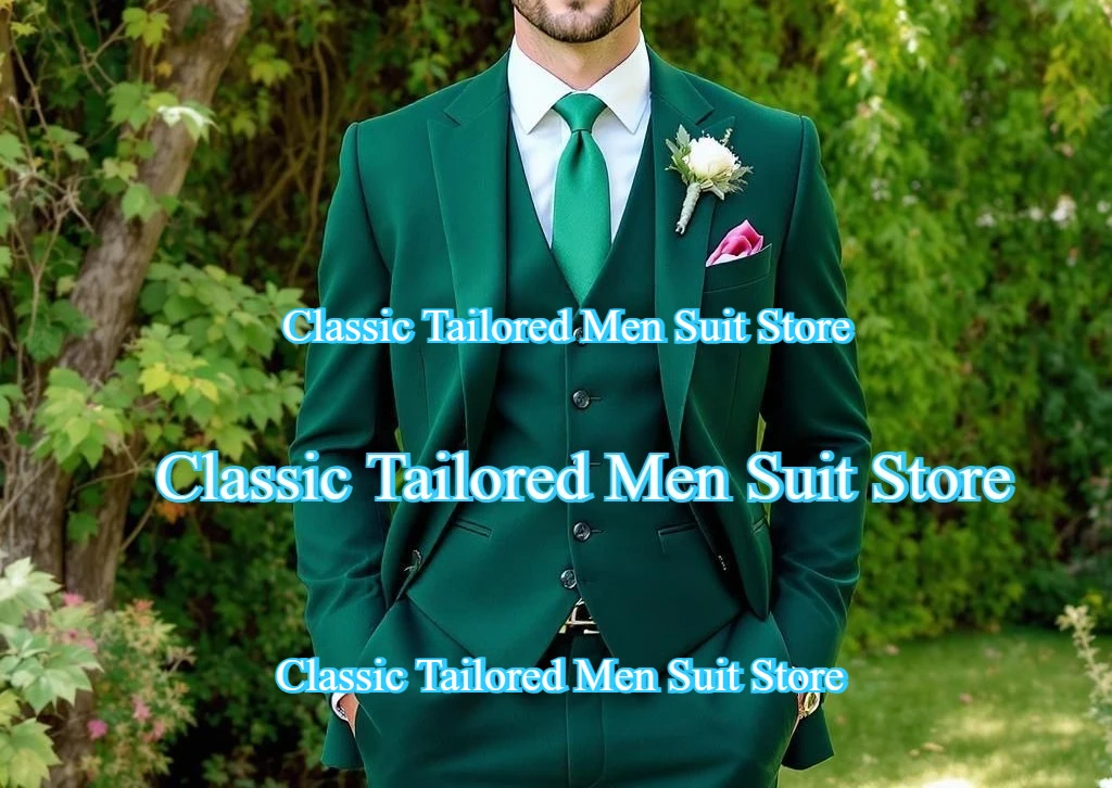 

New Men Suit Groom Groomsman Wedding Party Prom Business Formal Male Tuxedos 3 Piece Set Jacket Vest Pants
