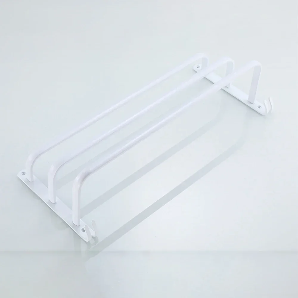 Towel Hanger Rack 30-60cm Shower Bar Storage Wall Holder Organizer Hook Rail White Aluminum Bath Shelf Bathroom Accessories