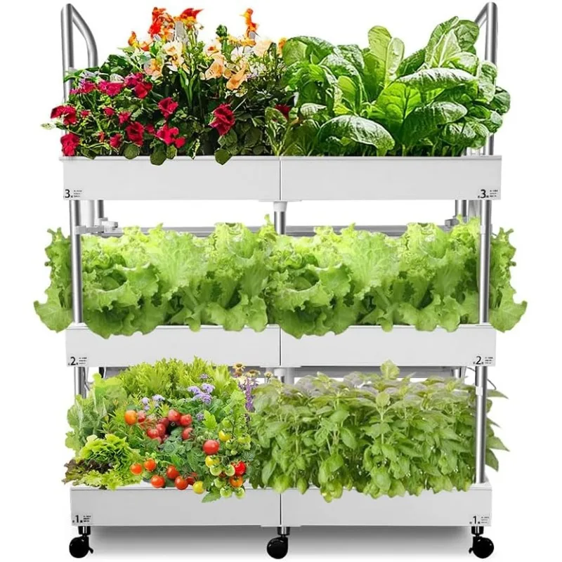 مجموعة نظام الزراعة المائية الداخلي الكبيرة المكونة من 3 طبقات مع أضواء للنمو، ومضخة مياه مزدوجة للحديقة الداخلية، و72 كبسولة كبيرة للخضروات H