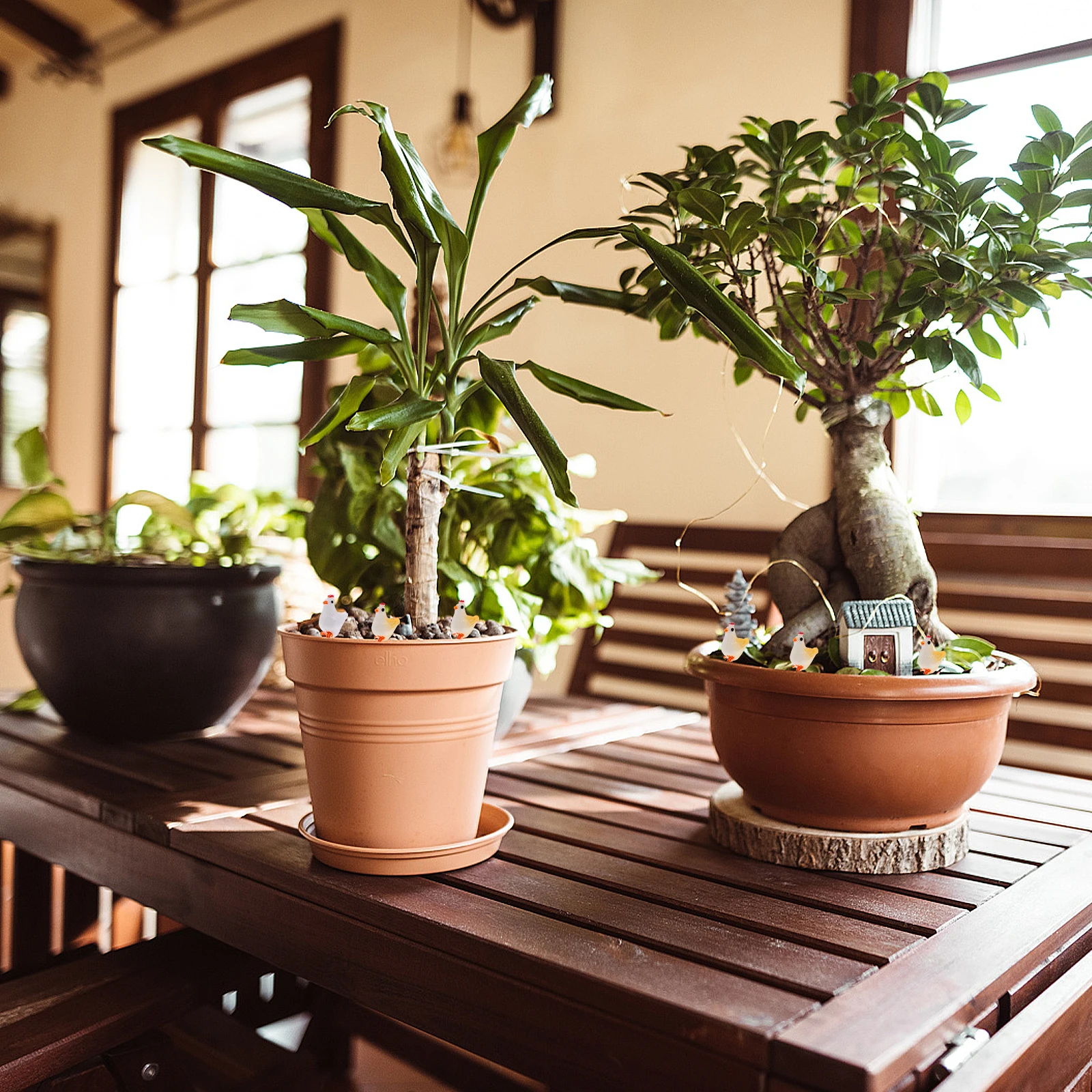 

1Set Micro Landscape Chicken Adornment Resin Mini Chick Decoration Lightweight Small Durable for Home Office Cafe