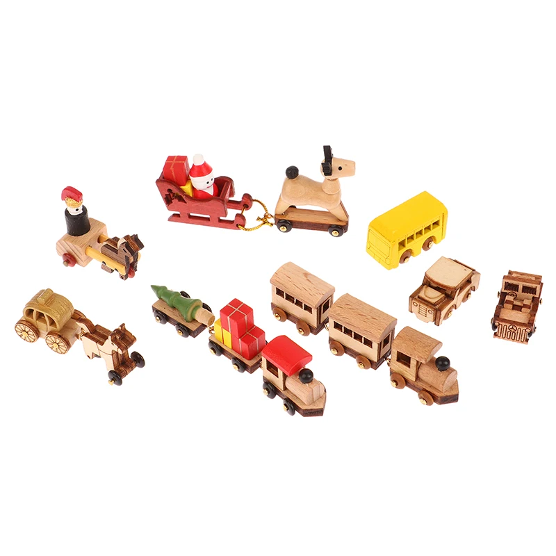 1/12 accessori in miniatura per casa delle bambole Mini modello di simulazione del treno in legno giocattoli per la decorazione della casa delle