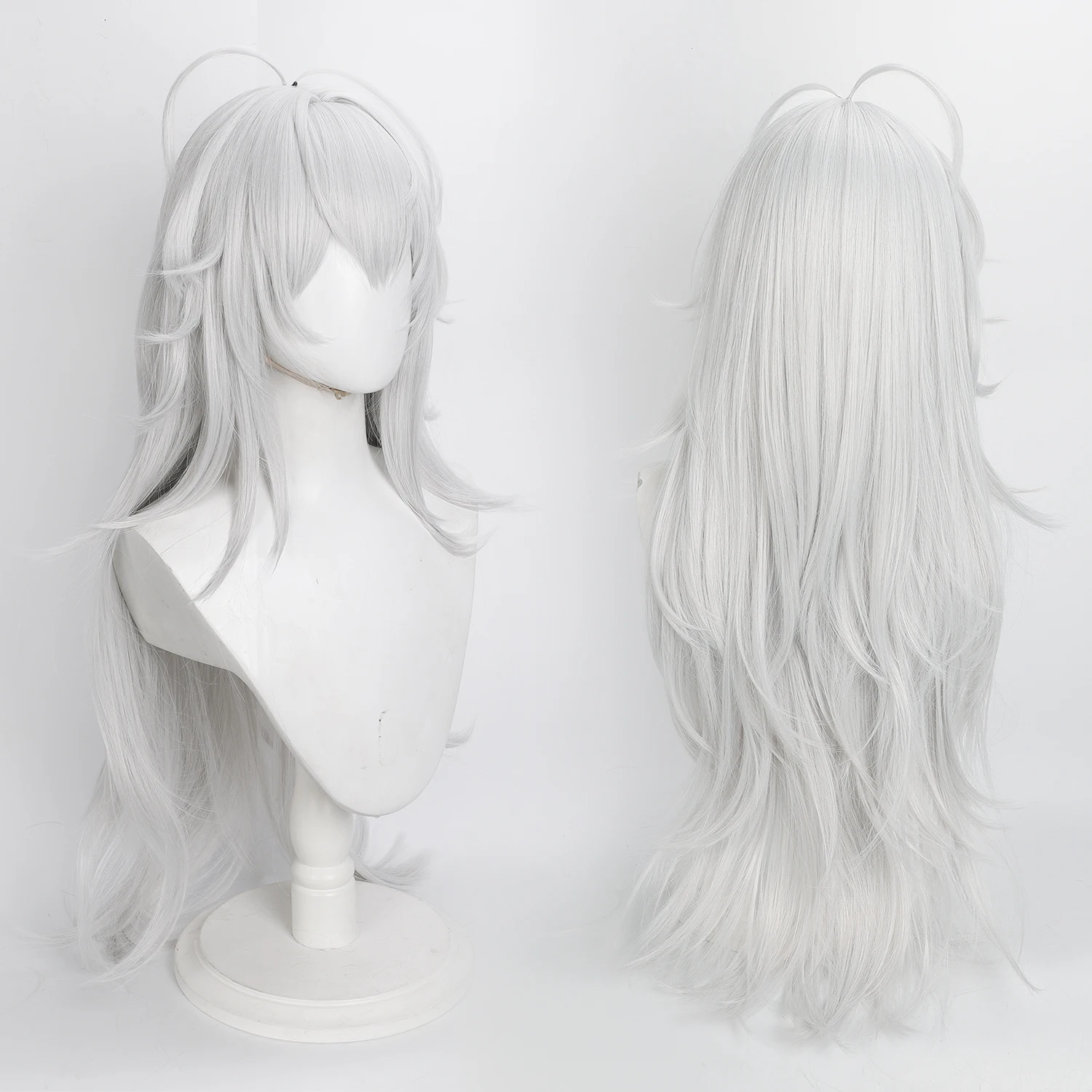 Anime Wig Lappland Cosplay Wigs Arknights Game Roleplay Wig Silvery-White Synthetic Wig for Anime Party Masquerade Carnival