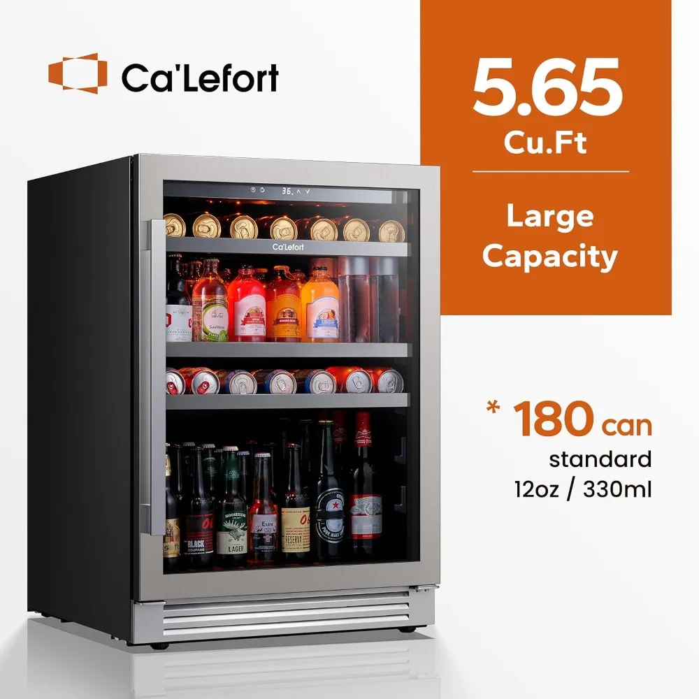 24 Inch Beverage Refrigerator, 180 Can 34°F -54°F Beverage Fridge, Drink Fridge