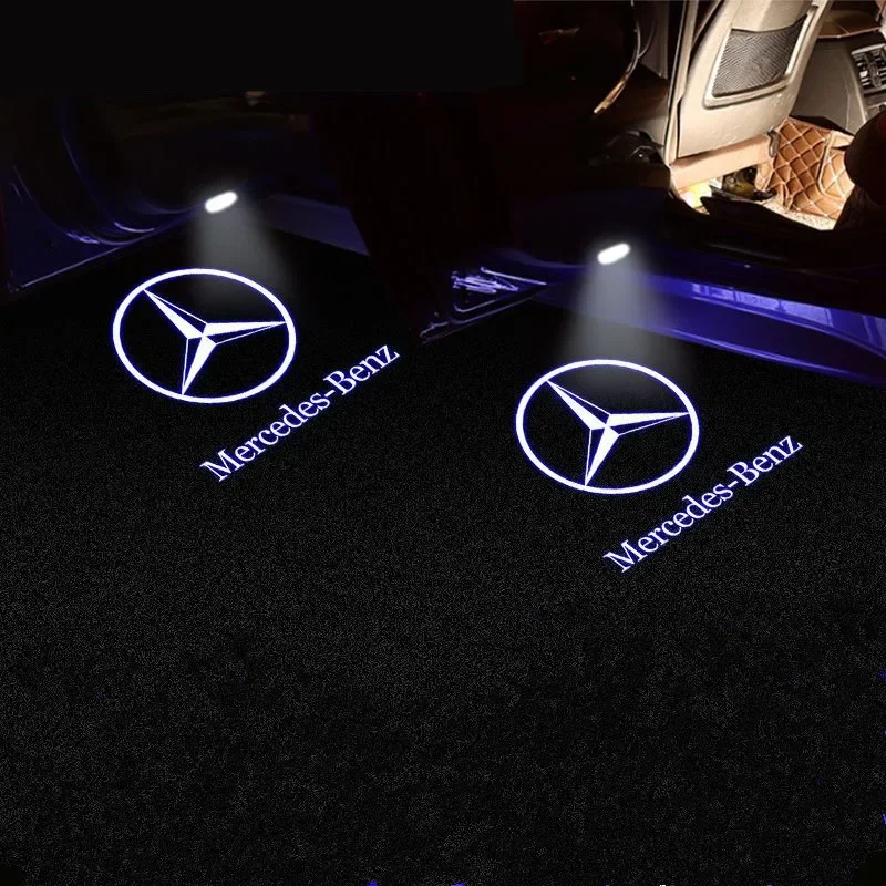 2PCS Car Door Emblem LED Light Welcome Lamp Wireless Laser Projector For Mercedes Benz B/C/E GLC Interior Mouldings TYD-BENGCHI