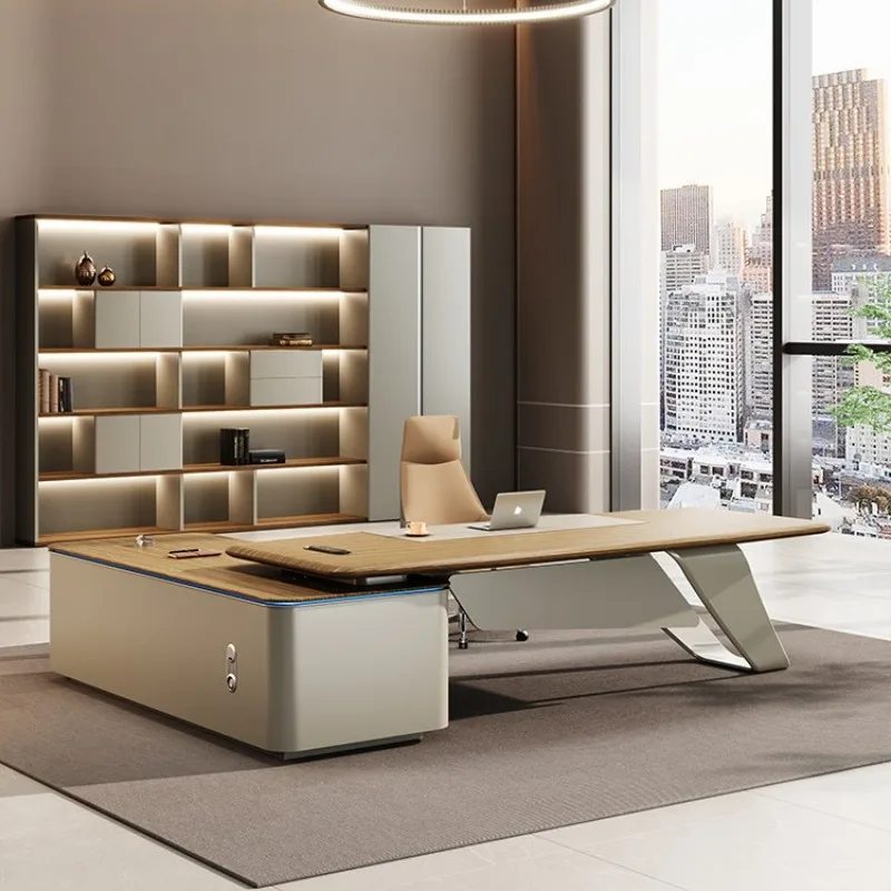 

Boss desk simple large desk light luxury office table and chair combination