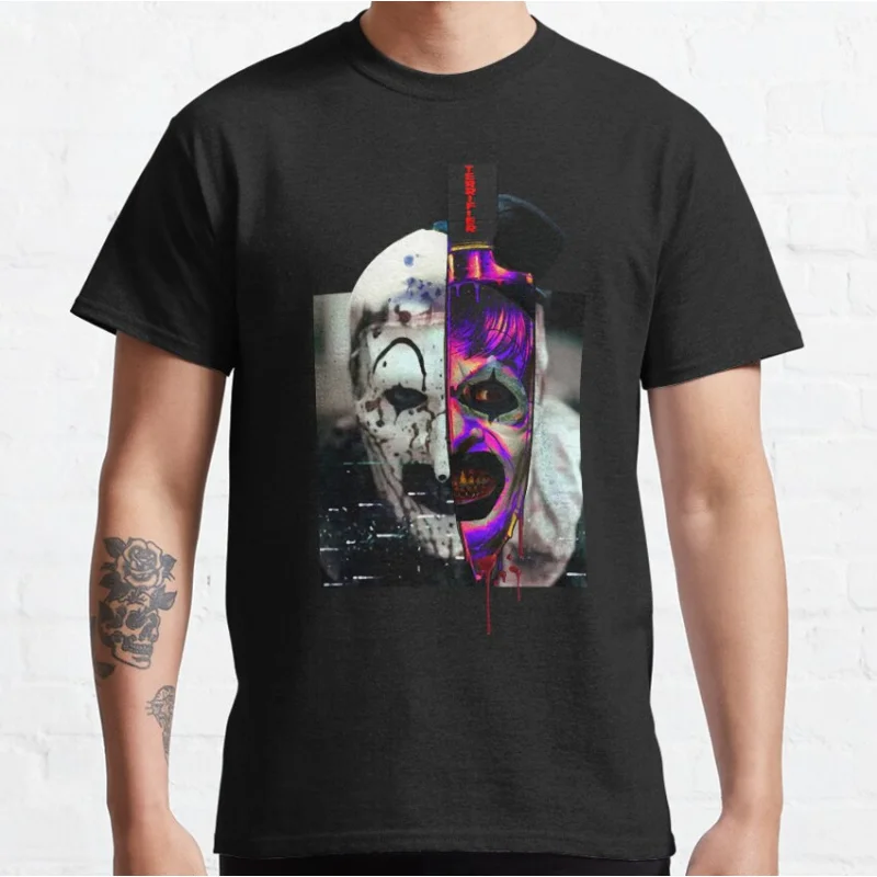 

0528 Retro Horror movie Art the clown killer Terrifier Scary halloween Gift t shirt Scream film Graphic clothes All size tops