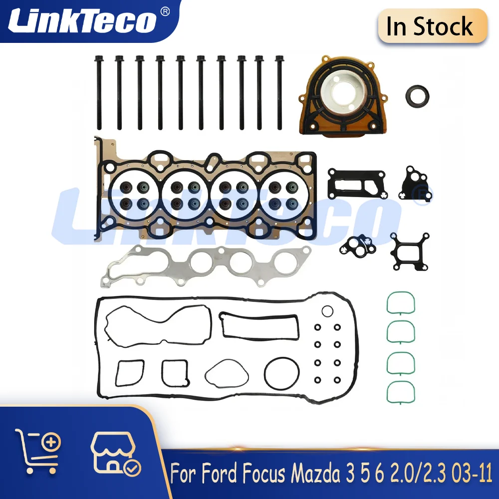 

Engine Cylinder Metal Head Gasket Bolt Set Crankshaft Oil Seal Fit 2.0 2.3 L For Ford Focus Mazda 3 5 6 2.0L 2.3L L4 2003-2011