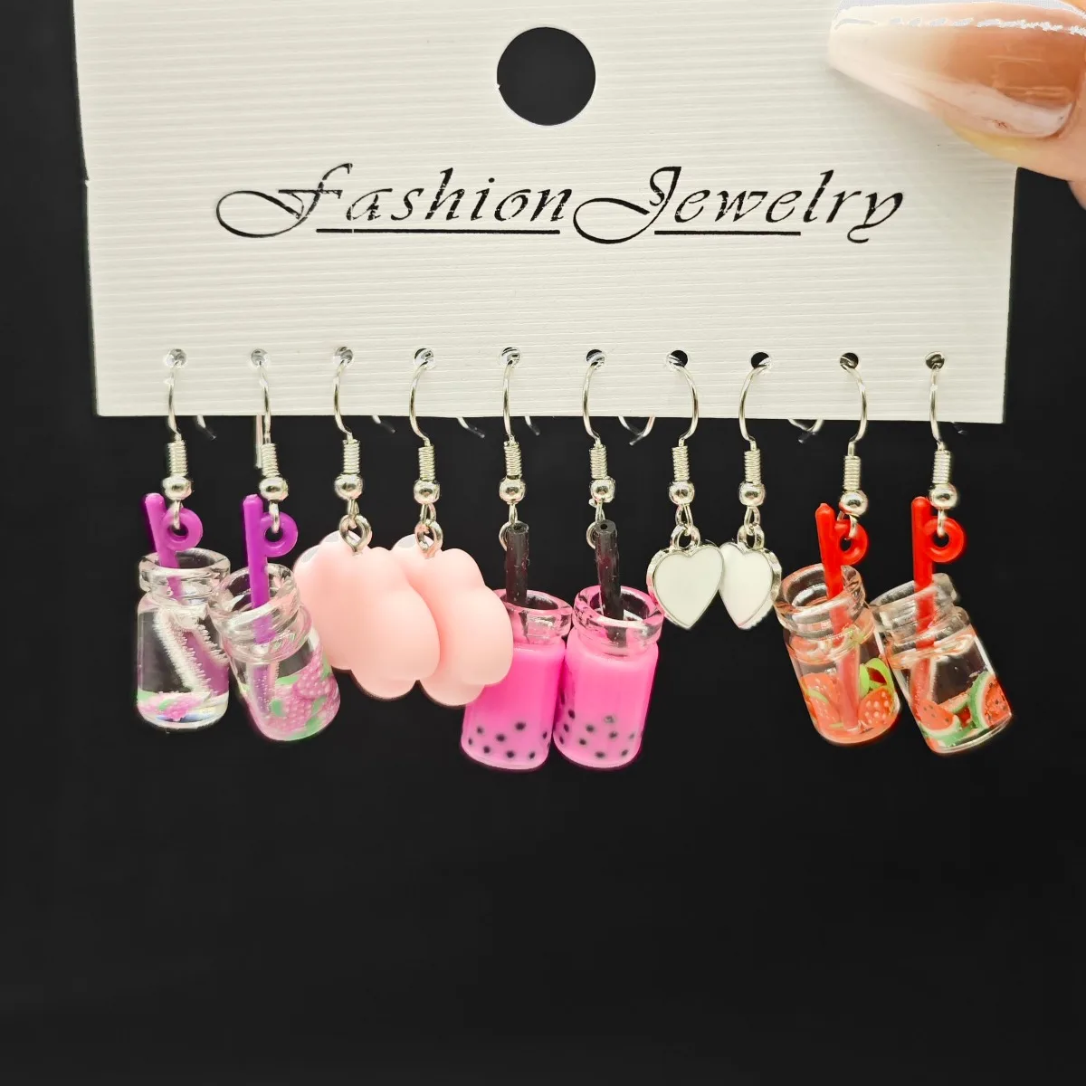 10pcs Cross border New Instagram Sweet and Cute Girl Fresh Earrings Pink Cloud Love Earrings