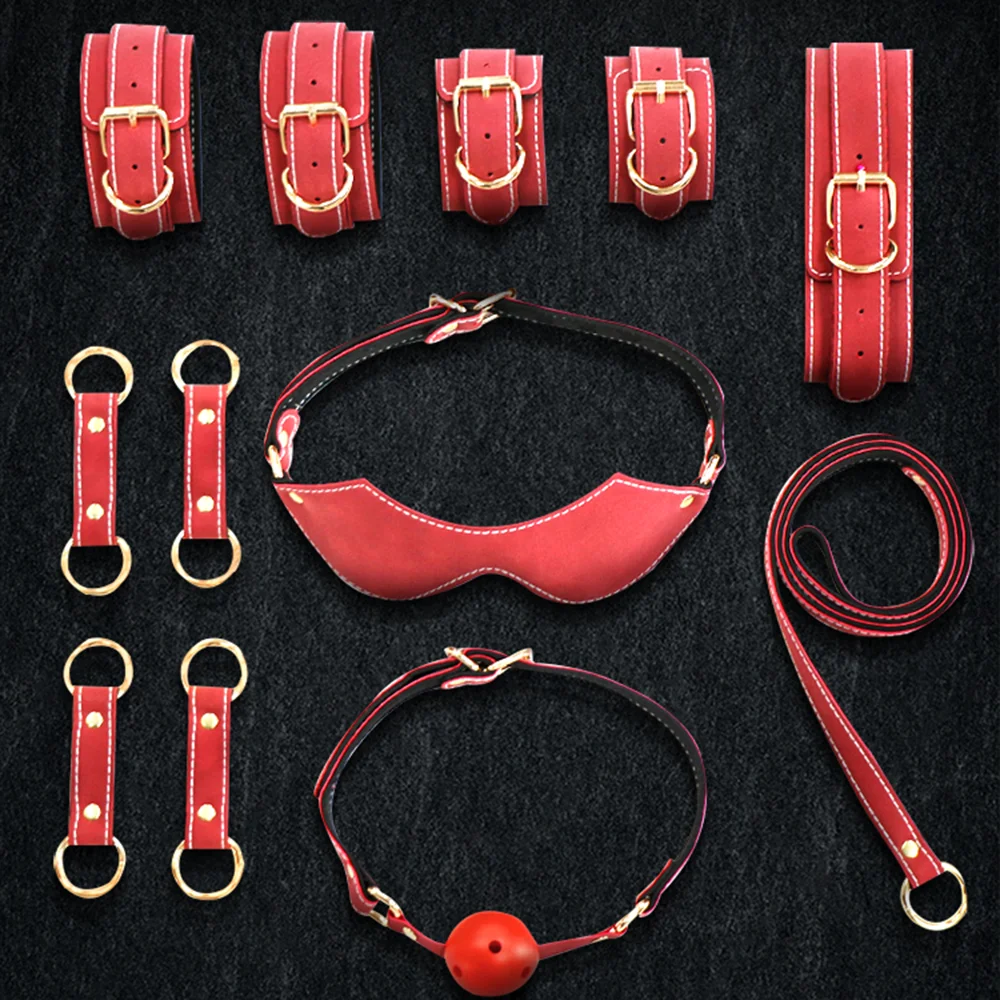 SM Sex Products Bondage 7-Pcs Set Sheepskin Handcuffs Nipple Clamps Erotic Sex Aids SP Tools Couple Blindfold Whipping Sex Games