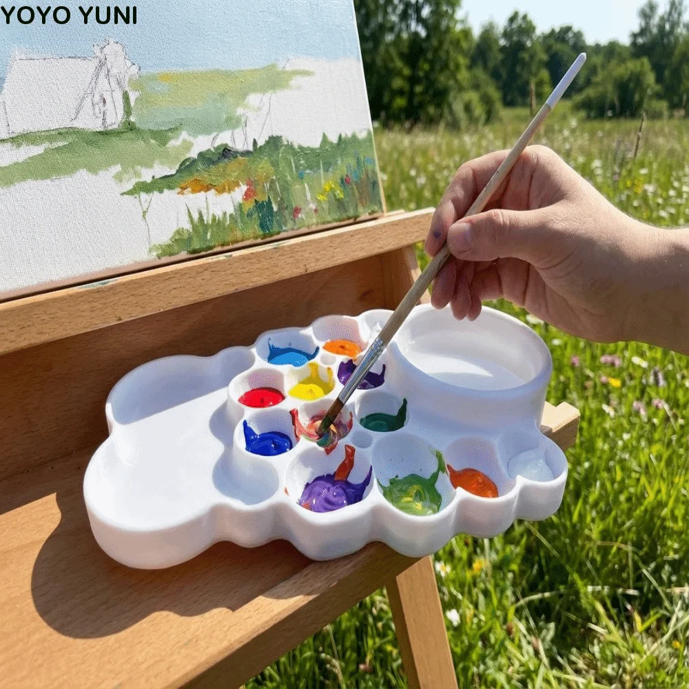 Creative Watercolor Paint Tray Reusable Professional Watercolor Mixing Tray Portable White Color Mixing Pallet Art Supplies