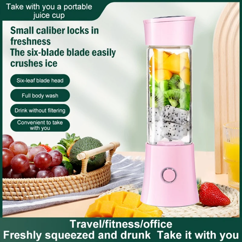 480Ml Portable USB Charging Fruit Shake Cup Home Quick Juicer Multi-Functional Mini Portable Juicer For Home&Travel