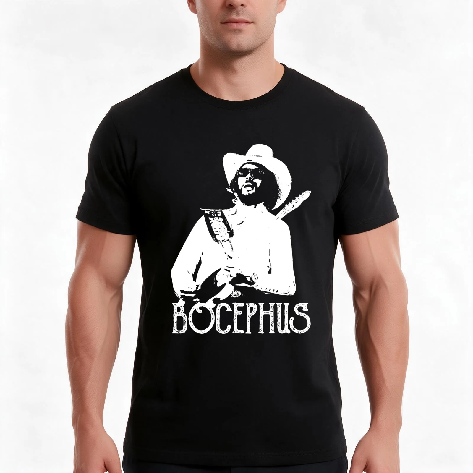 Bocephus - Hank Williams Jr - White Stencil T-Shirt Summer Casual Cotton Tee Oversized Streetwear Tops Vintage Graphic Print