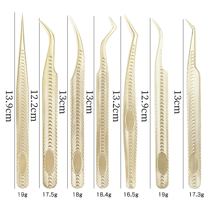 1pcs Eyelash Extension Tweezers Eyebrow Clip Stainless Steel Gold Decor Anti-static False Lash Tweezers Makeup Tool Supplies