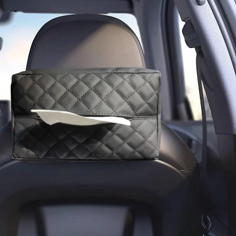 

Large Car Tissue Holder for 120 Standard Tissues Boxes, Faux Leather Facial Tissue Holder for Auto Headrest in Car Backseat, Fit