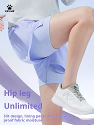 Kelme Fake Two Piece Sports Shorts For Women's 2024 Summer Quick Dried Anti Walk Fitness Running Training Sports Shorts