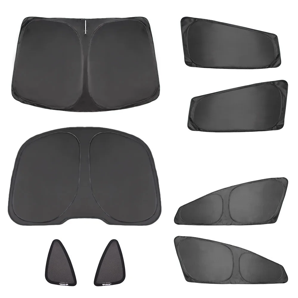 For Tesla Model Y Car Side Window Sunshade Front and Rear Windows Black Opaque Foldable Full Privacy Sun Protection Isolation UV