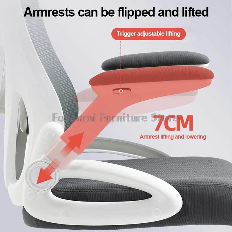 ヘッドレスト回転コンピュータチェアオフィスミーティングメッシュチェア調節可能なアームレストと高さ人間工学に基づいたランバーサポートデスクチェア